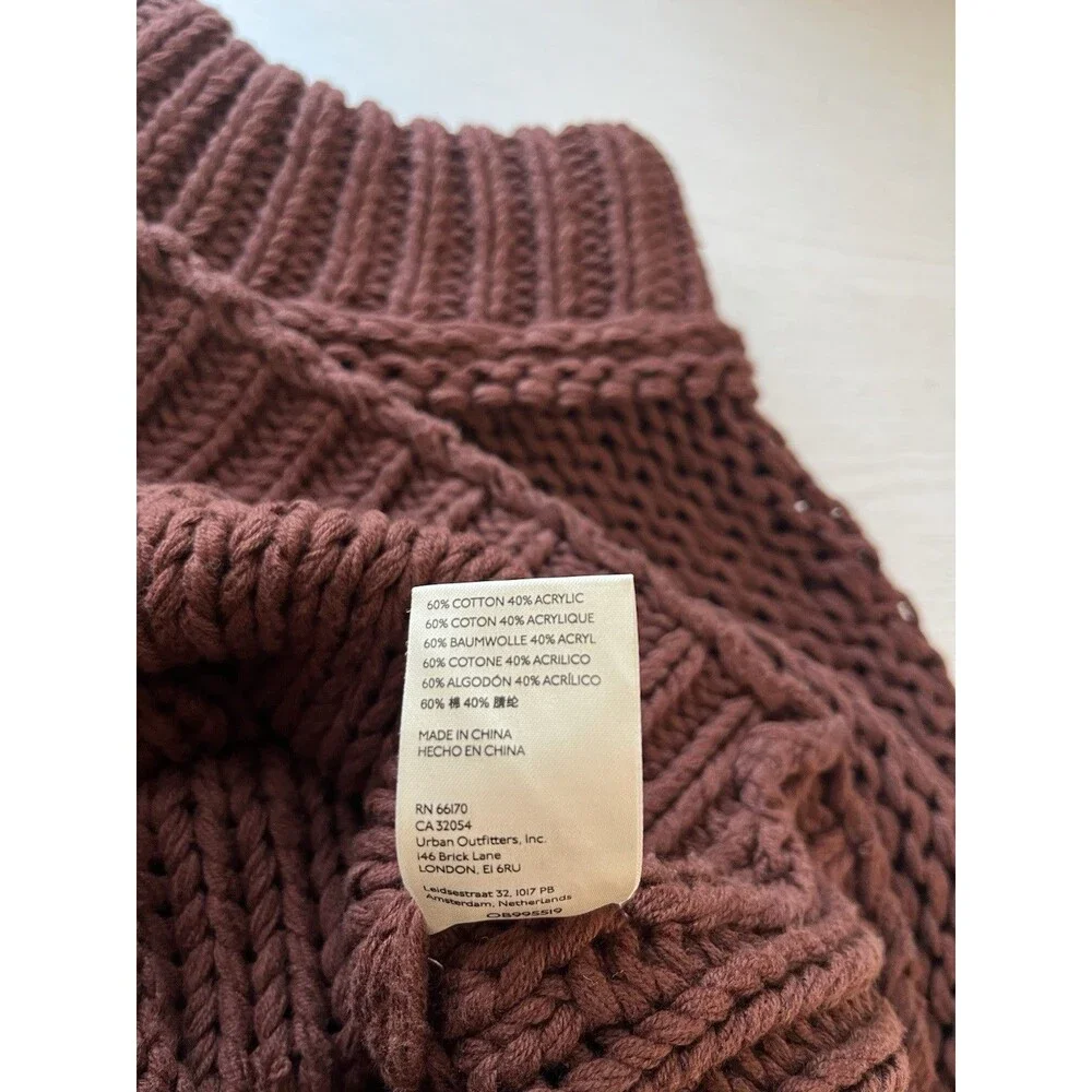 Free People My Only Sunshine Mock Neck Sweater Womens X-Small Brown Chunky Knit
